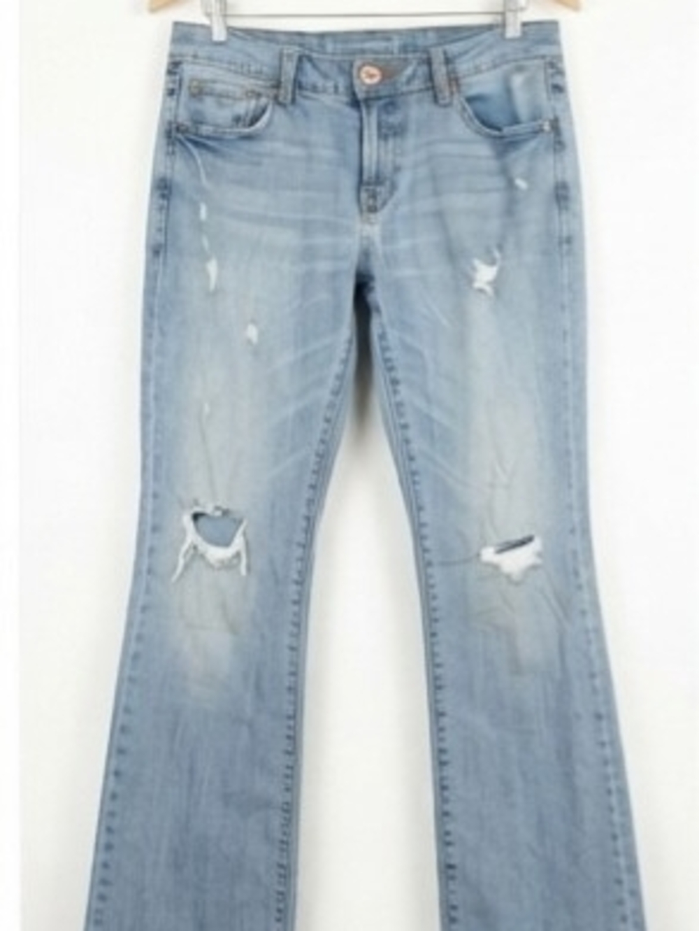 American Eagle Outfitters Light Blue Distressed Flare Jeans